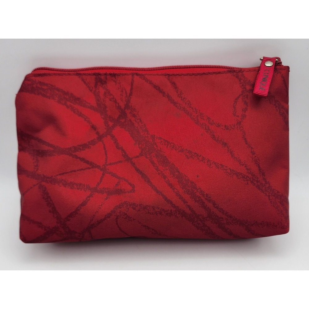 Vintage Clinique‎ makeup bag Red w/ Scribble pattern